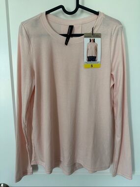 NWT Mondetta Light Pink Ribbed Long Sleeve Top Size Small